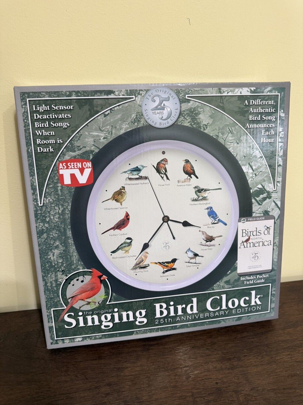 New- As Seen on TV- Original Singing Bird Clock- 25th Anniversary Edition